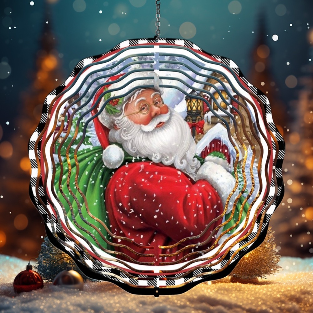 Handcrafted 8in Santa wind spinner